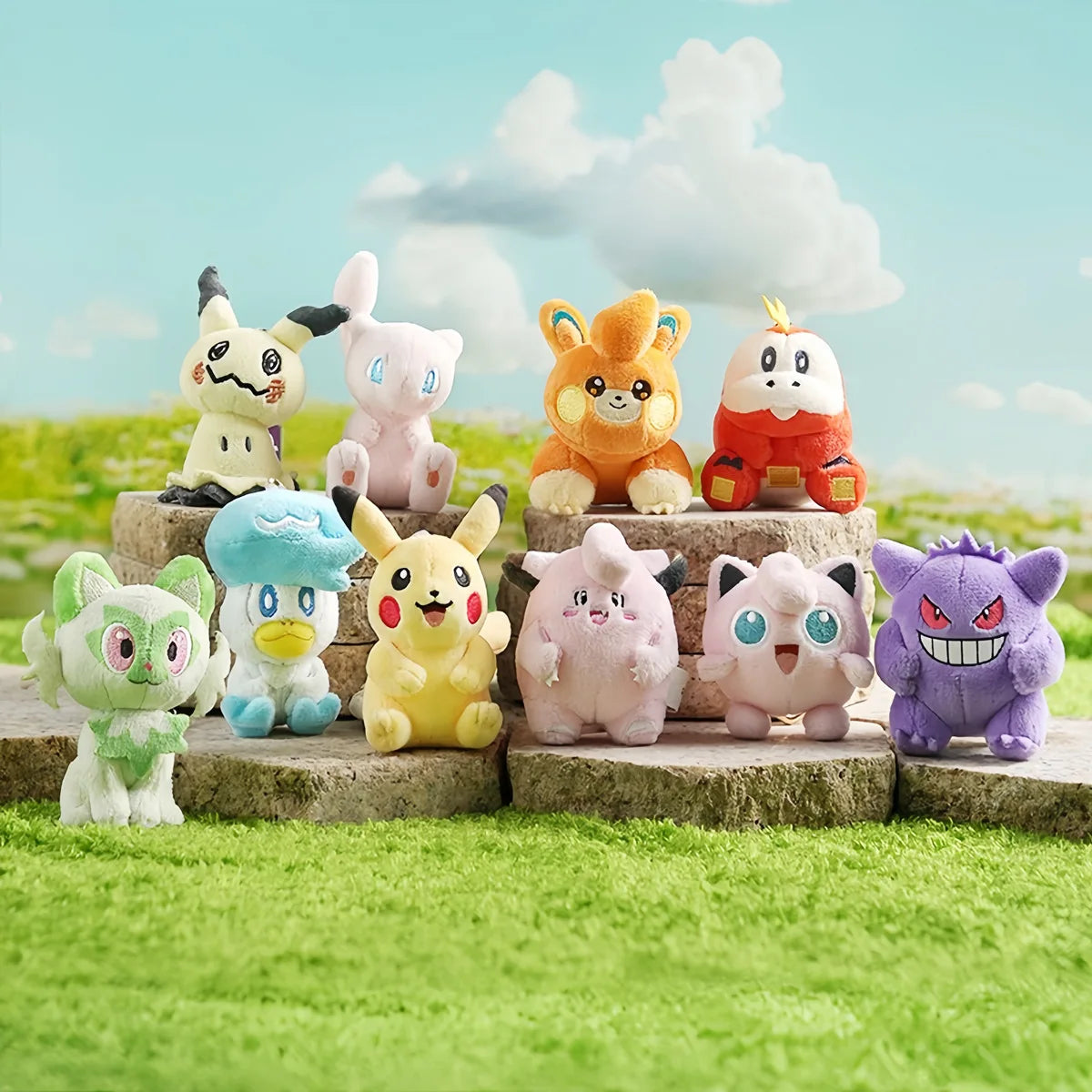 Pokemon Plush Keychain Anime Jigglypuff Gengar Sprigatito Urchin Mimikyu Sylveon Mew Umbreon Rowlet Stuffed Plushies Toys Gifts