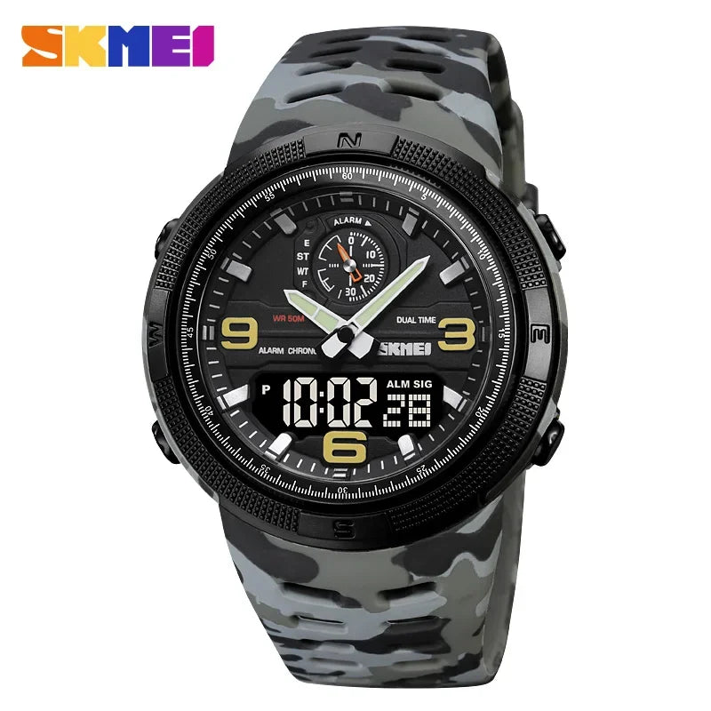 SKMEI  Outdoor Sports Men's Electronic 1655 Watch Dual Display Multi functional Waterproof Student Exploration Watch