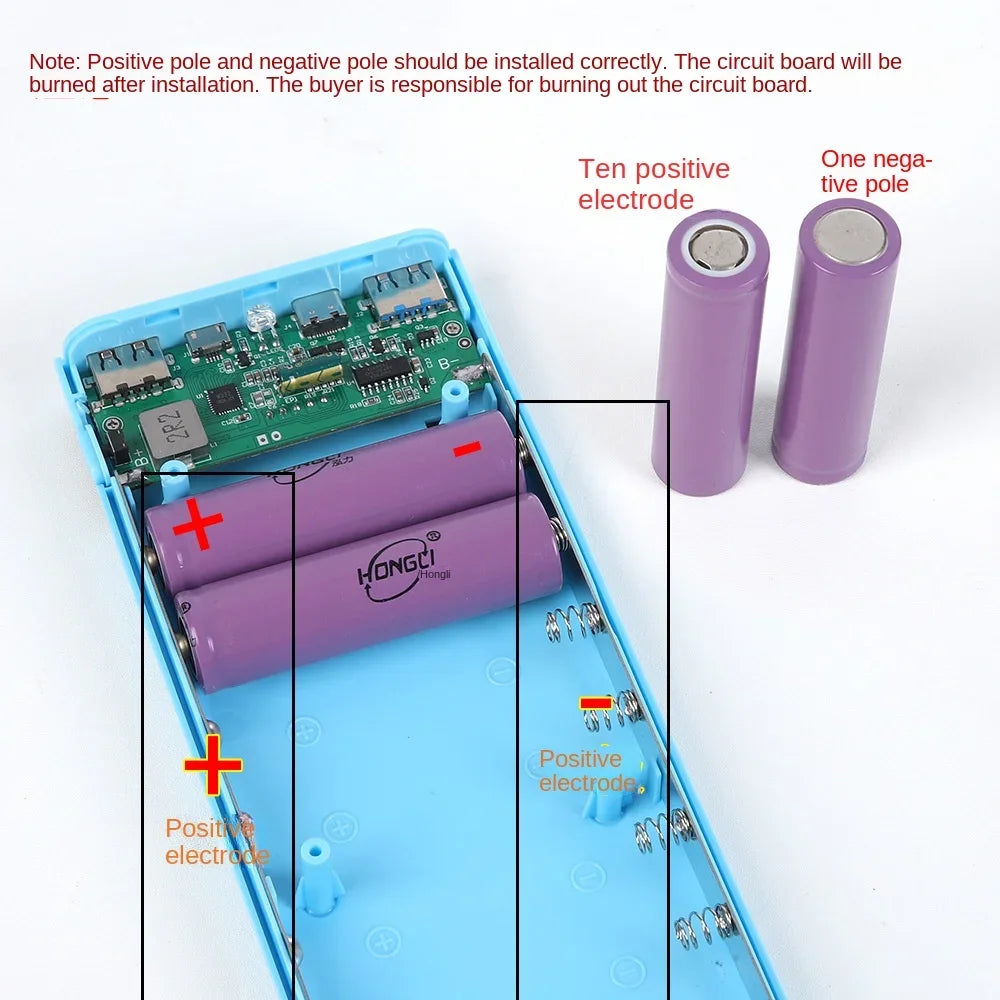 8X18650 Dual USB Power Bank Shell Micro USB Type C 5V 4.5A DIY Case Battery Charge Storage Box Super Fast Charge without Battery