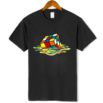 Summer Men's T-shirt High Quality Cotton Blend Magic Square Printing O-neck For Men Tees Casual Cool Hip Hop Short Sleeved Tops