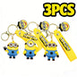 1/3/7/14PCS New Popular Anime Minions Keychain Cartoon PVC Children Toy Gift Cute Key Ring School Bag Pendant Car Key Chain