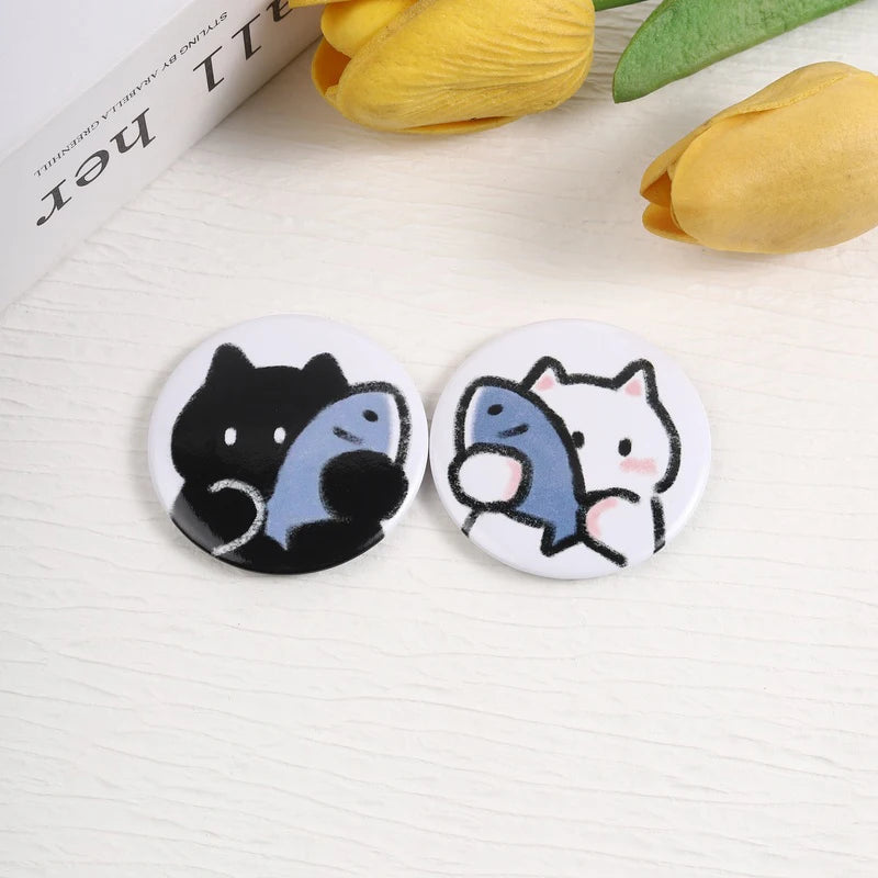 Funny Tinplate Pins Set Cats Dog Memes Dreamy Stars Collection Brooches Sweet Strawberry Musicial Note Badges Jewelry Gift