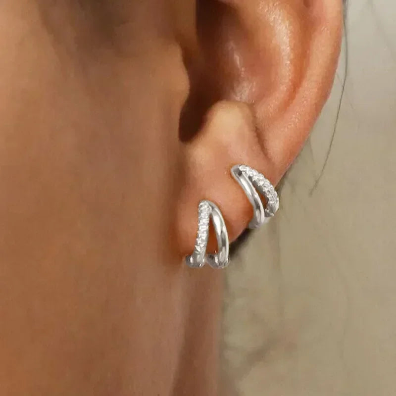 3 Piece Fashion Stainless Steel Round Star Drop Earrings Set for Women 18K Gold Plated Dangle Earring Punk Unisex Rock Jewelry