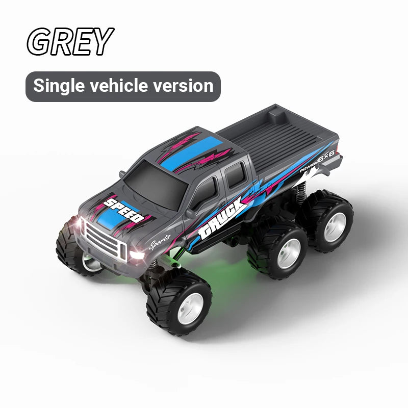 JJRC 1:64 Mini 6-Wheel Alloy RC Offroad Pickup Truck With Trailer & Speedboat Full Proportional Remote Control Car Boys Gift Toy