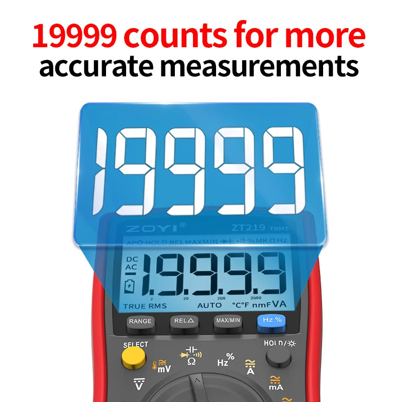 ZT219Digital Multimeter 19999 Counts True Rms Multimeters AC/DC Current Meter Voltimetro Profesional Voltage Tester f