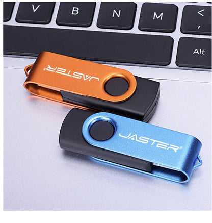 JASTER Obrotowy Pendrive USB 128GB Prezent Biznesowy Pamięć Flash 64GB Metalowy Pendrive 32GB Rzeczywista Pojemność Pendrive USB 16GB 8GB 4GB