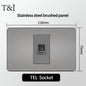 118 US Mexico Grey Stainless Steel Brushed 2way Electrical Light Switch Home Wall Socket Plug Double USB Type-C Power Outlet