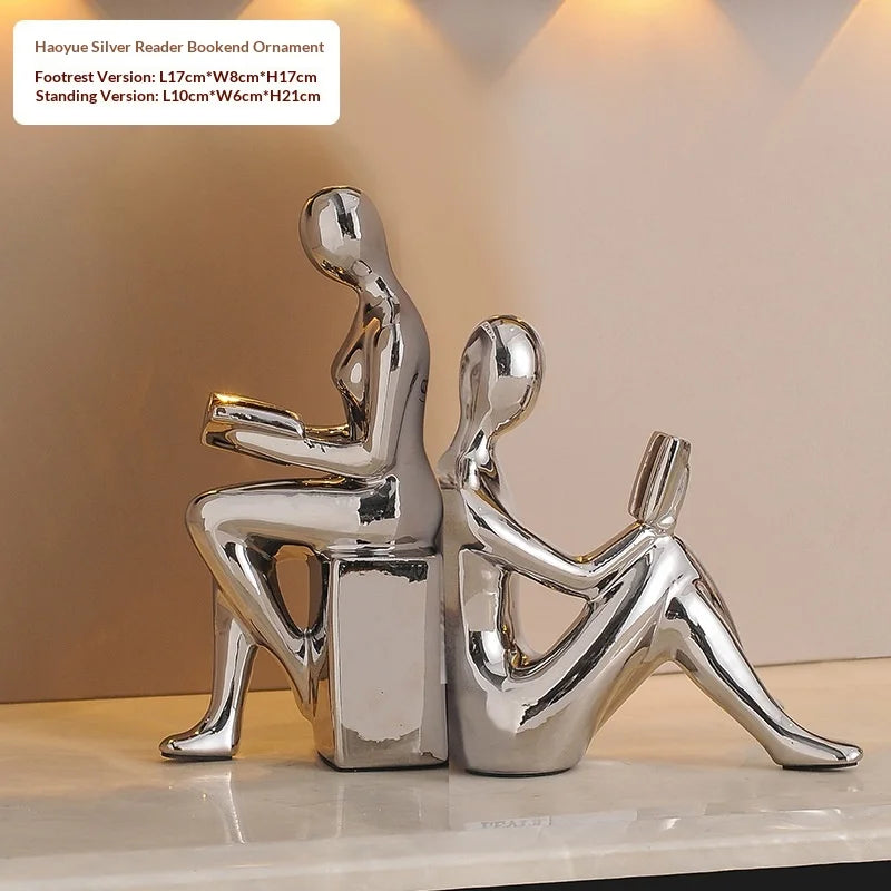 Modern  Ceramic Human Figure Bookends Sculpture Decor Book Holder For Nightstand TV Cabinet Wine Rack Office Desktop Home
