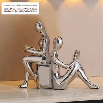 Modern  Ceramic Human Figure Bookends Sculpture Decor Book Holder For Nightstand TV Cabinet Wine Rack Office Desktop Home