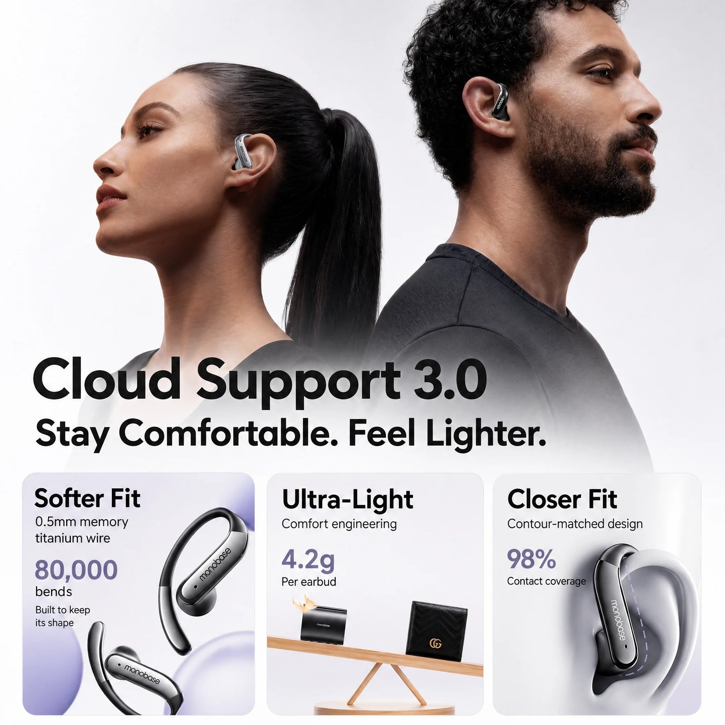 MONOISE Q13 AI Translation Earbuds Open Ear Wireless Bluetooth Headphones Real Time Translator HiFi LDAC Sport Earphones