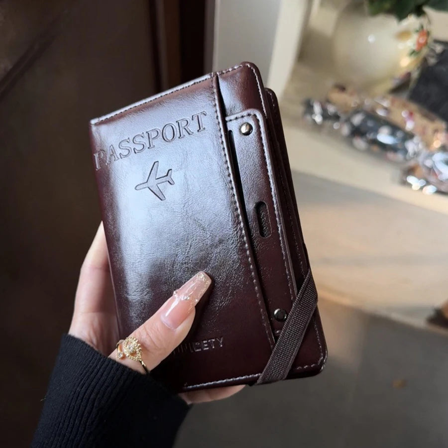 Passport Holder and Wallet in One, Anti-Theft, Anti-Degaussing, Multi-Functional Document and Card Storage Bag, Travel Ticket Holder, Portable Business and Travel Document Organizer, Essential Document Protection Cover for Go