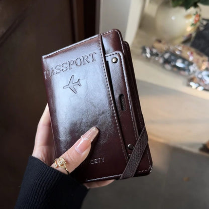 Passport Holder and Wallet in One, Anti-Theft, Anti-Degaussing, Multi-Functional Document and Card Storage Bag, Travel Ticket Holder, Portable Business and Travel Document Organizer, Essential Document Protection Cover for Go