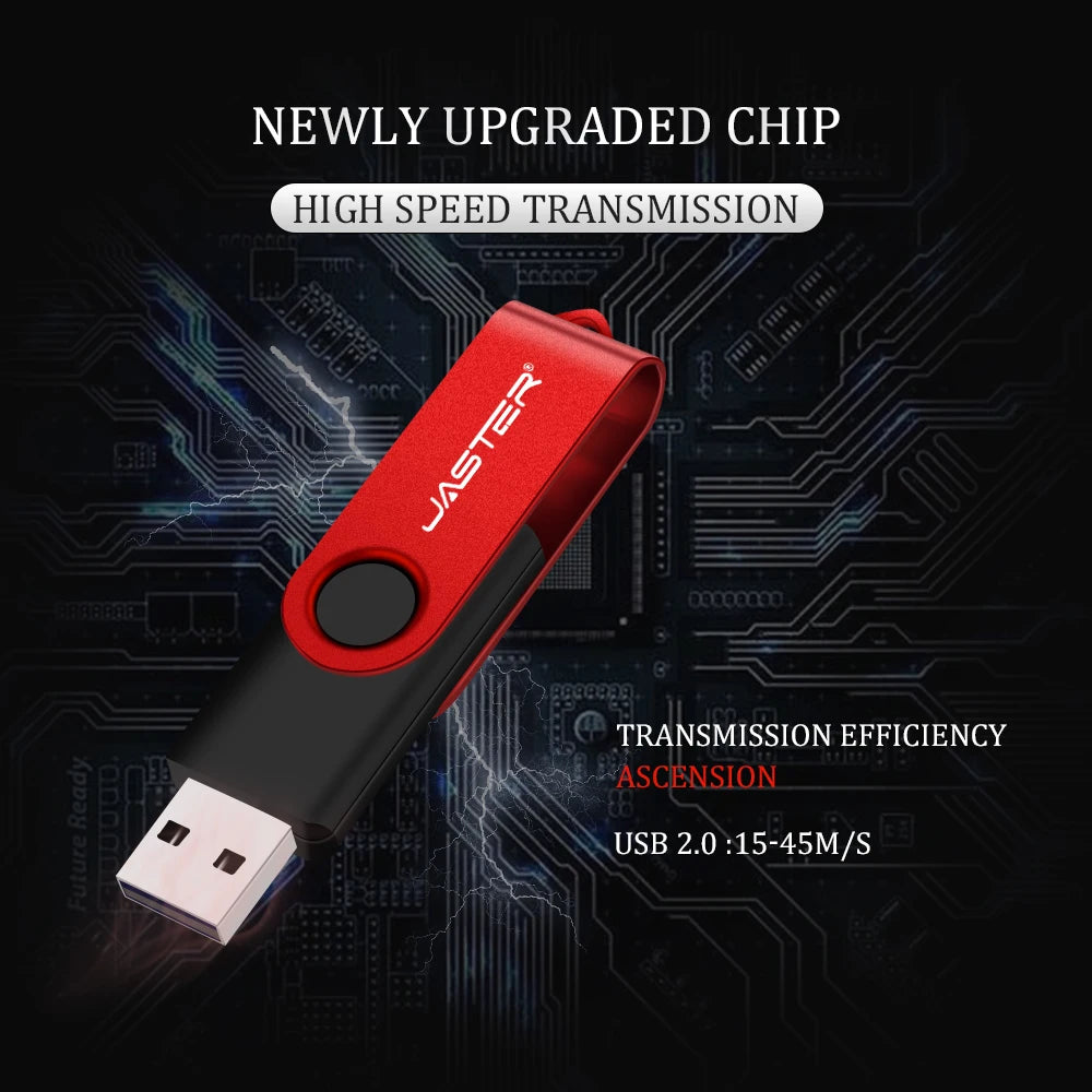JASTER Obrotowy Pendrive USB 128GB Prezent Biznesowy Pamięć Flash 64GB Metalowy Pendrive 32GB Rzeczywista Pojemność Pendrive USB 16GB 8GB 4GB