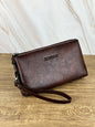Fashion Simple Retro Men's Clutch Bag Wallet Business Large Capacity Clutch Bag Double Compartment Zipper Long Wallet Clutch Bag