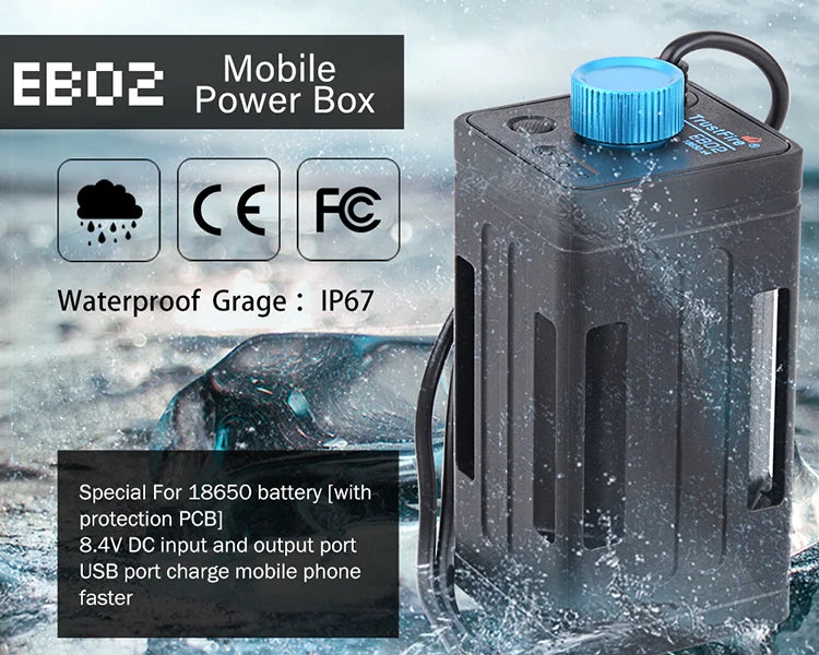 TrustFire EB02 18650 Battery Packs DC 8.4V Power Banks Case USB Charging Mobile Phone Waterproof Battery Box for Led Bike Lights