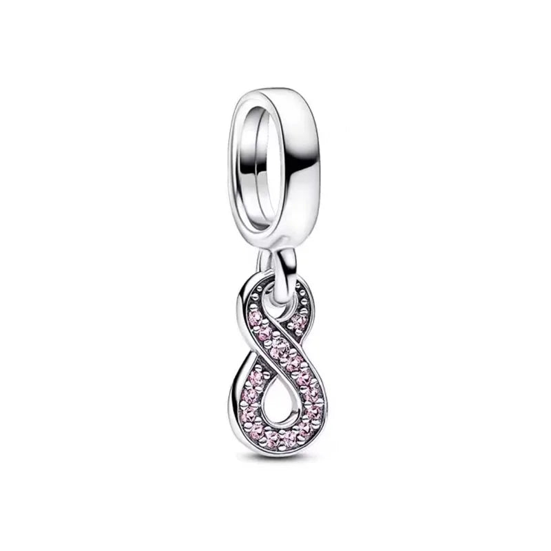 2025 Hot selling 925 Silver Pink Bird Moon Pendant Suitable for European Bracelets DIY Accessories Women's Charm Jewelry Gifts