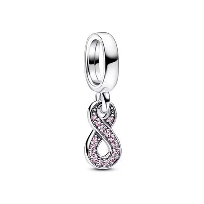 2025 Hot selling 925 Silver Pink Bird Moon Pendant Suitable for European Bracelets DIY Accessories Women's Charm Jewelry Gifts