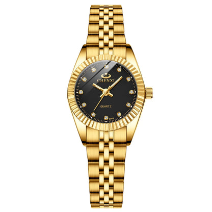 CHENXI Hot Sale Luxury Women's Golden Stainless Steel Small Dial Watch Quartz Charm Dress Trendy Wristwatch for Fashion Lady