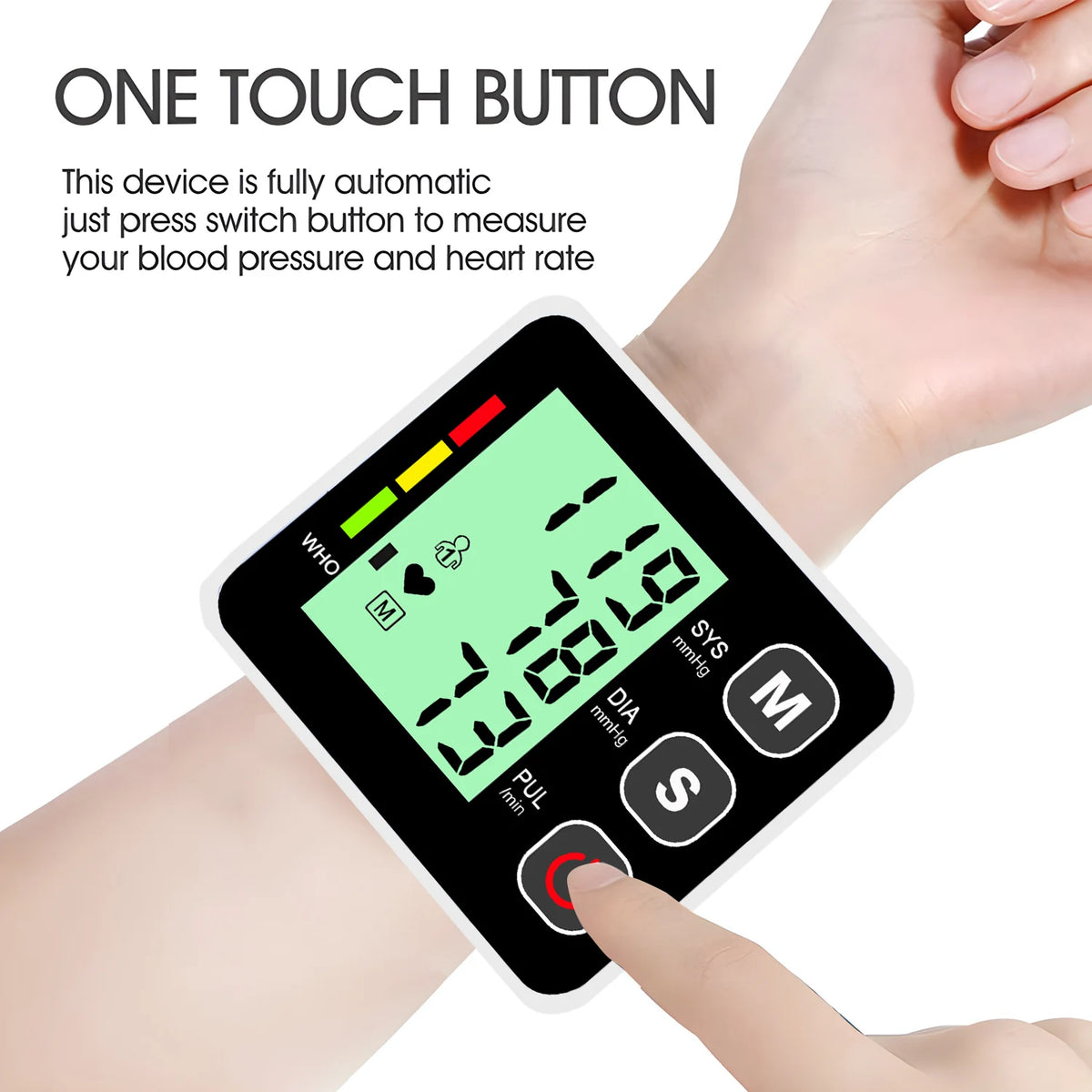 Digital Wrist Blood Pressure Monitor Smart Sphygmomanometer Tonometer Cuff Tensiometer Heart Rate Pulse Meter for Health Care