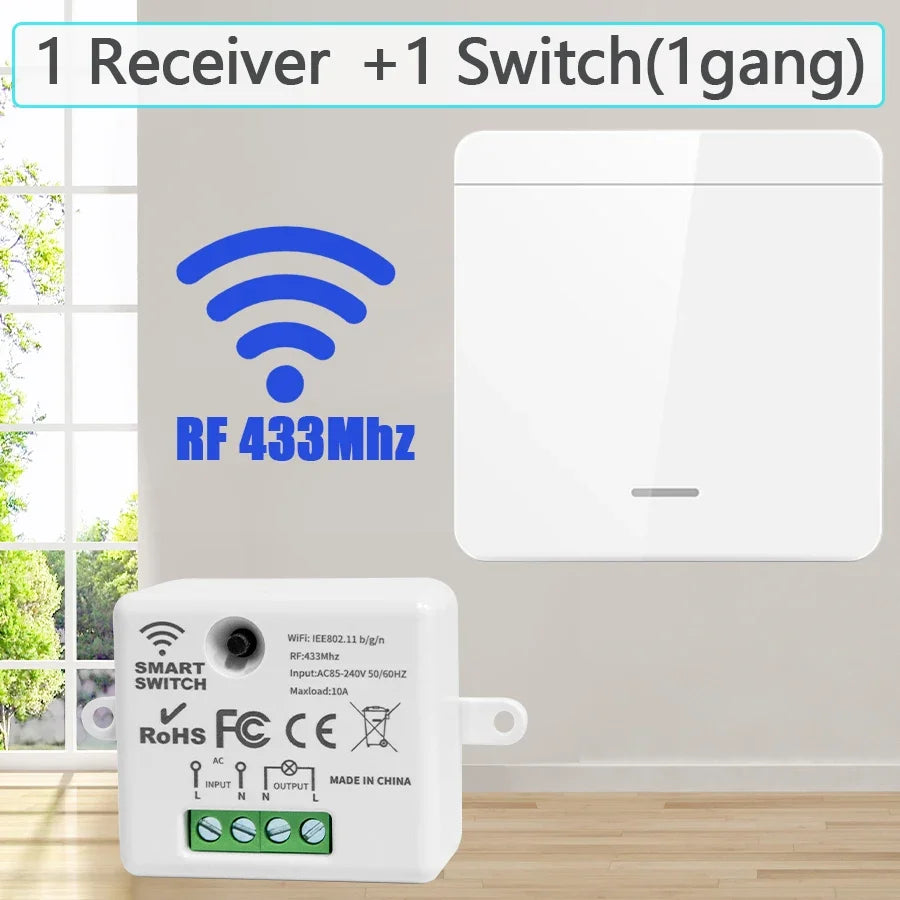 86 Wireless Smart RF 433Mhz Wall Panel with Remote Control 1/2/3gang Mini Relay Receiver Home Led Light Lamp Switch
