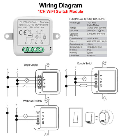Tuya WiFi Zigbee Smart Switch Module Electrical Switching Breaker 1/2/3/4Gang Lighting Switch Module Mobile APP Control Alexa
