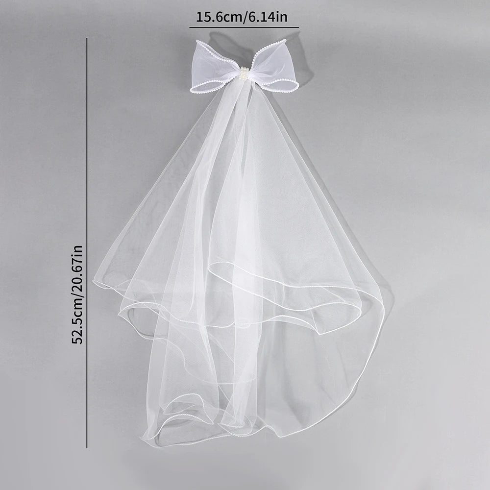 White Tulle Hair Clips For Girls Fairy Mesh Bow Large Hairpin Flower Barrette Summer Party Wedding Women Headdress Accessories