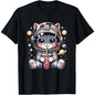 Astronaut Cat Pattern T Shirt For Women Cute Animal 3D Printed Short Sleeves Summer Leisure Tees Round Neck Loose Tops T-Shirts