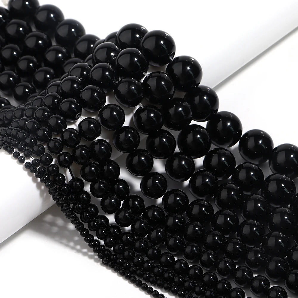 1 Strand Natural Stone Black Onyx Agate Round Loose Beads 2-20MM Pick Size For Crafts Making DIY Sewing clothing Accessories