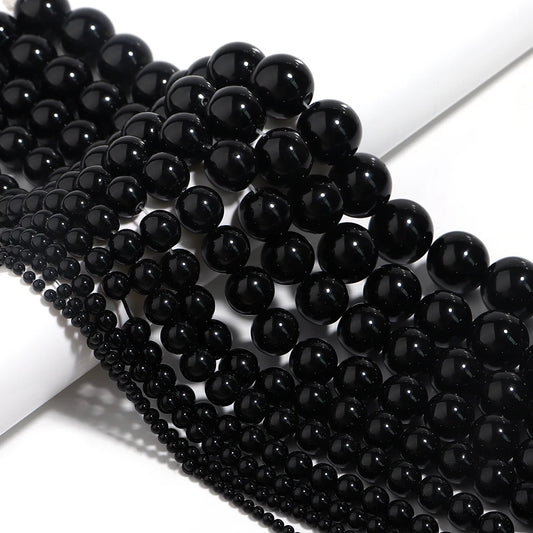 1 Strand Natural Stone Black Onyx Agate Round Loose Beads 2-20MM Pick Size For Crafts Making DIY Sewing clothing Accessories
