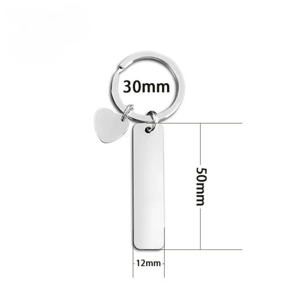 New Style Stainless Steel Custom Logo Name Keychain Rectangular Hang Tag Metal Key Ring Advertising Holiday Engraved Laser Gift