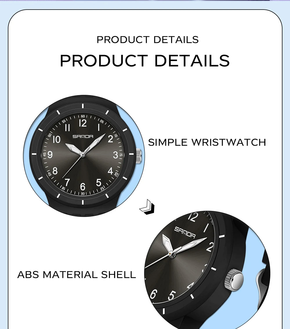 SANDA New Fashion Man Sports Watches Unisex Quartz Watch Simple Waterproof 50M Night Light Men Woman Student Gift Silicone Watch