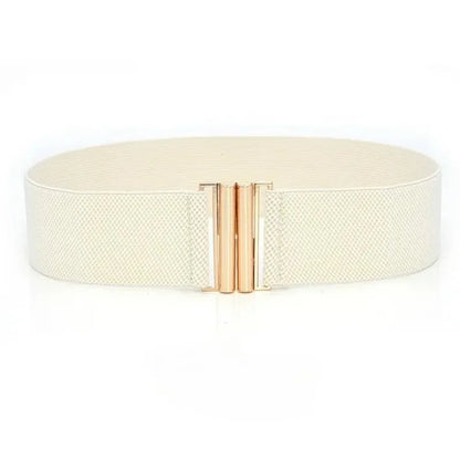 Fashion Women's Ladies Gold Buckle Wide Stretch Elastic Corset Waist Belt Waistband Dress Decoration Belt