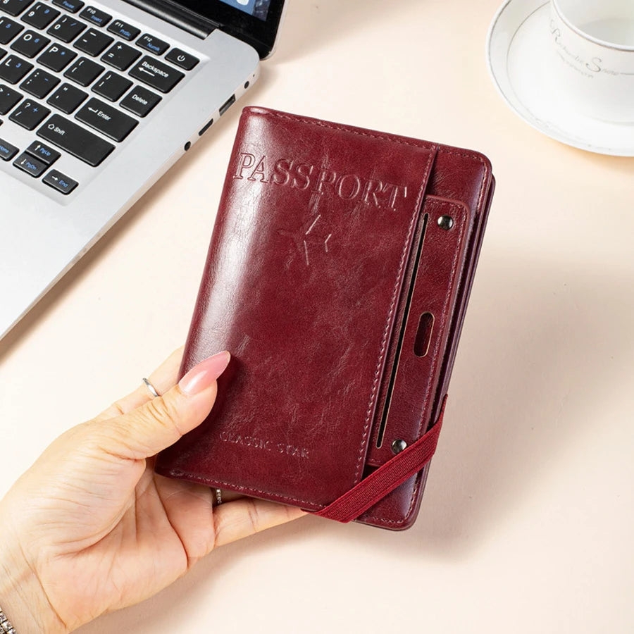 Passport Holder and Wallet in One, Anti-Theft, Anti-Degaussing, Multi-Functional Document and Card Storage Bag, Travel Ticket Holder, Portable Business and Travel Document Organizer, Essential Document Protection Cover for Go