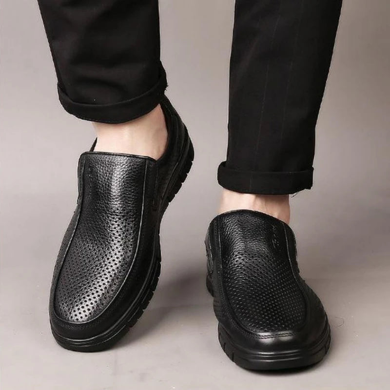 Men Summer Breathable Hollow Out Loafers Comfort Soft Sole Anti-slip Slip On Office Business Casual Shoes-8867