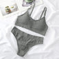 Women Push-Up Bra And Panties Set Wire Free Seamless Bra Sexy Lingerie High Waist Thongs Sports Brassiere Female Underwear Set