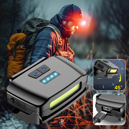 Motion Sensor LED Hat Clip Light, Rechargeable Waterproof Headlamp with Red Light for Night Fishing & Camping