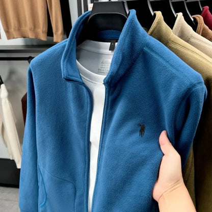 Designer brand luxury men's zipper stand collar coat high-quality Paul pony embroidery autumn winter comfort warm casual jacket