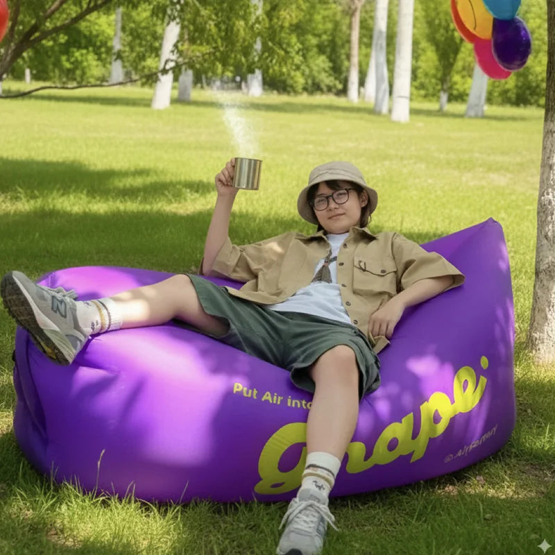 Portable Inflatable Sofa Air Lounger Lazy Couch for Outdoor Camping Hiking Beach Music Festival Travel Picnic Backyard Waterproo