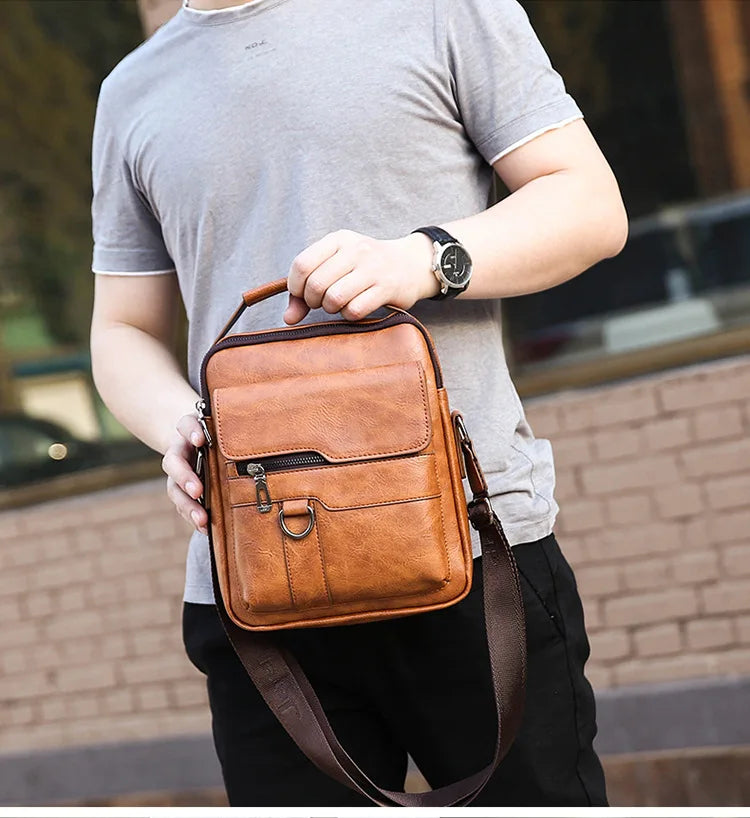 Brand Men Shoulder Bag for 9.7" iPad Men PU Leather Flaps Men's Crossbody Bags Business Flap Male Solid Messenger Bag Travel Bag