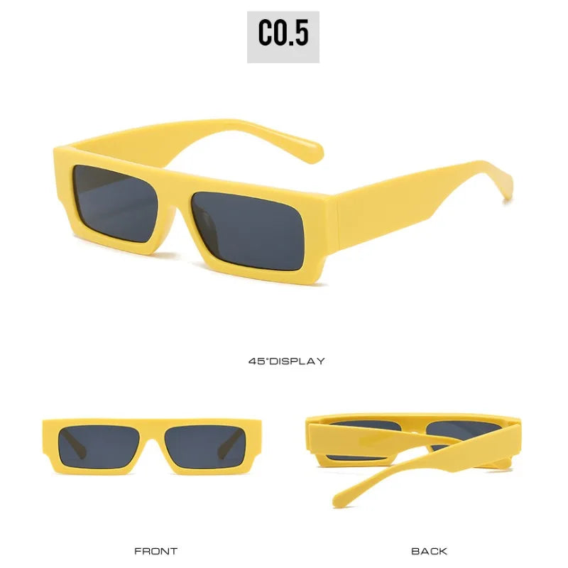 New Men Brand Shades Retro Square Sunglasses Vintage Small Rectangle Women Sun Glasses Luxury Eyeglasses Black White Eyewear
