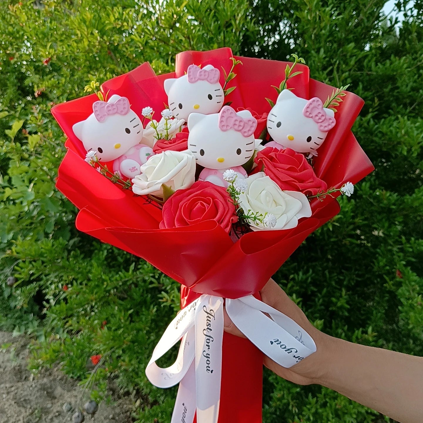Anime Hello Kitty Cartoon Plush Bouquet Rose Flowers  Soft Plush Doll Home Wedding Decoration Christmas Valentine's Day Gift