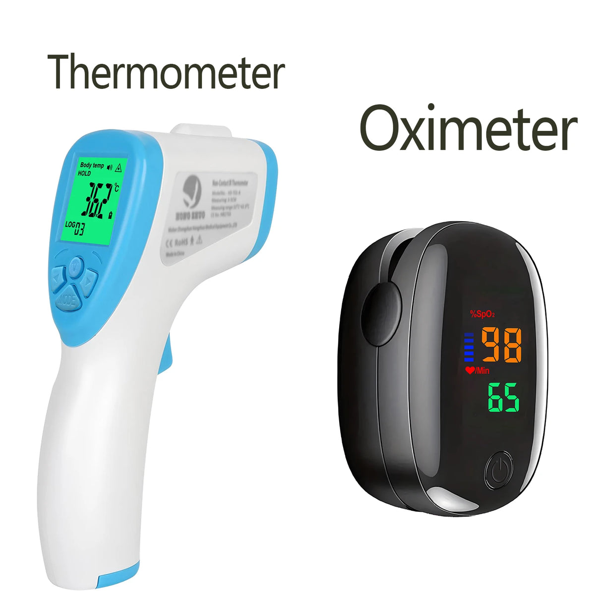 Non-Contact Infrared Forehead Thermometer IR Thermometer Fast Reading Portable Finger Pulse Oximeter Health Care Ear Thermometer