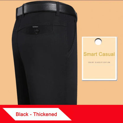 New Arrival 100% Cotton Summer Autumn Men's Casual Pants Fashion Solid Black Beige Gentle Thicken Trousers Brand Smart Suit Pant