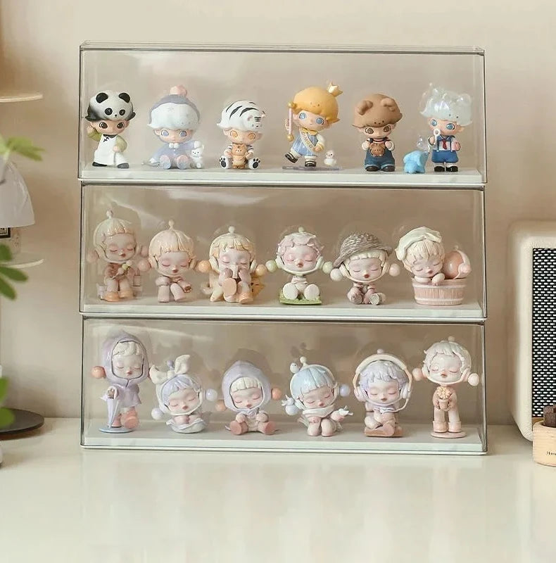 Acrylic Action Figure Display Case Transparent Doll Storage Box Toy Organizer Rack for Collectible Showcase Cabinet
