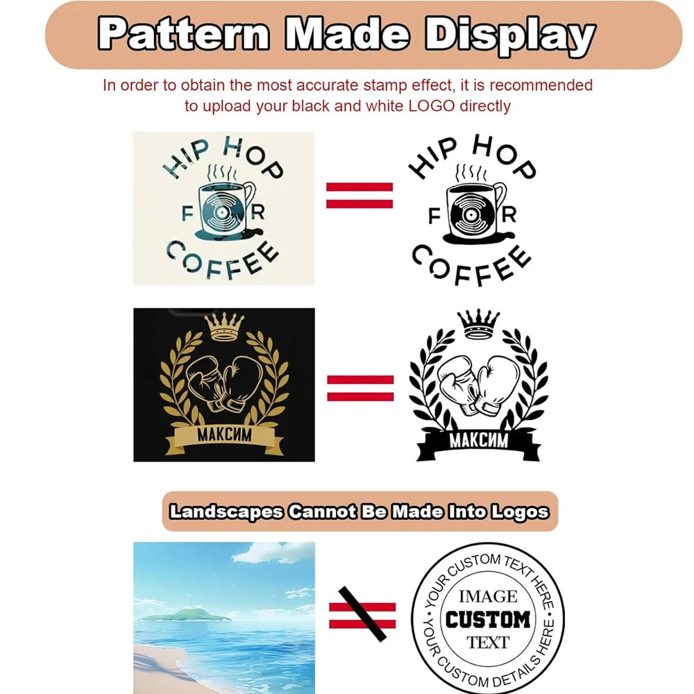 Custom Logo Round Stamp Personalized Image Self Inking Stamper Customized Business Logo Text Stamps-4 Sizes-5 Ink Color Options