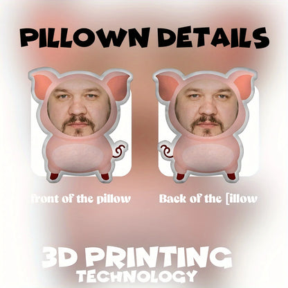 Customised Pink Pig Double-Sided Printed Face Cushion, Pillow, Seat Cushion Birthday, Quirky and Fun Gift