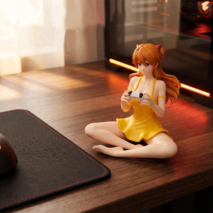 11cm Gaming Ver Figure EVA Kawaii Girl Yellow Dress Sitting Pose Anime Action Figurine Collectible Model Doll Birthday Gift