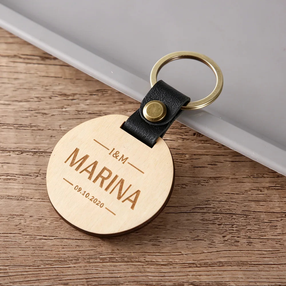 Custom Engraved Wedding Names Wood Key Chain, Custom Gifts for Wedding Gift Key Chain, Birthday, Valentines or Galentines Gift