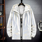 KIDWHXR Autumn Bright Surface Hooded Jackets Man Long Sleeve Zipper Male Coat Windproof Outdoor Sport Casual Men Outerwear