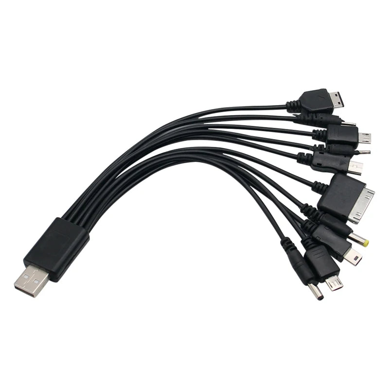 10In1 USB to Multi-ports USB Cable Universal Phone Charging Cable Multi-head Charging Cable Cord For Samsung Nokia Phone Charger